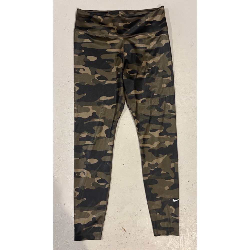Nike Mid-Rise Camo Dri-FIT Tight Fit One Leggings Green Womens L DD4559-222